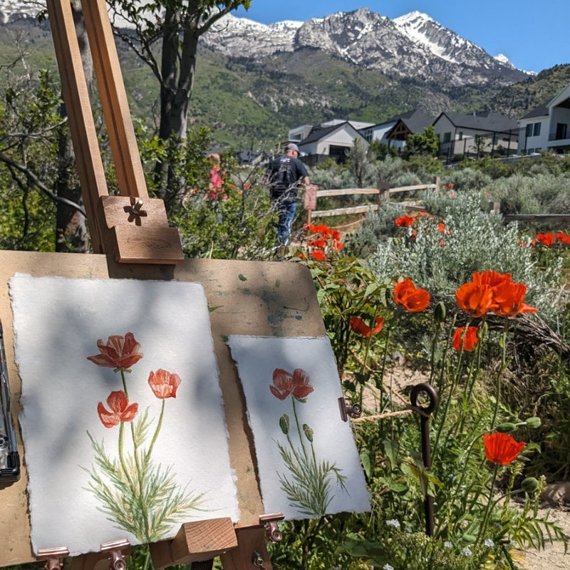 Linen Print: Spring Poppies