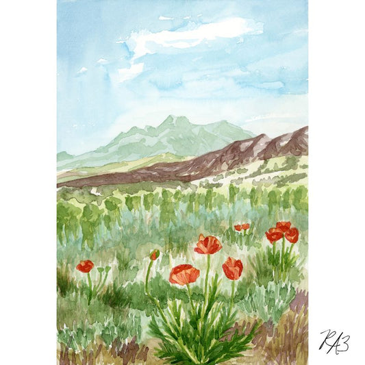Linen Print: Poppy Dance